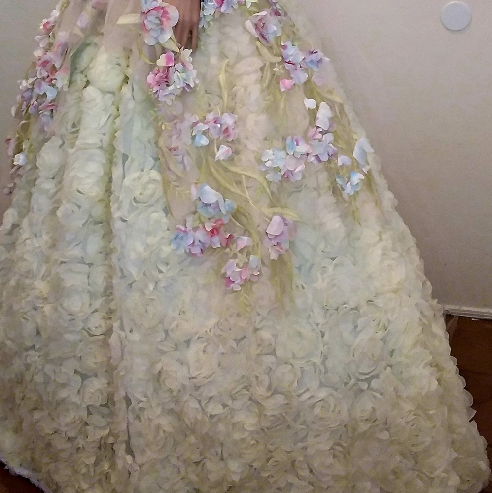 SAMPLE GOWN-HYACINTH Watercolor Rainbow Flower Woodland Princess Bridal Gown Set - Picture 8 of 13